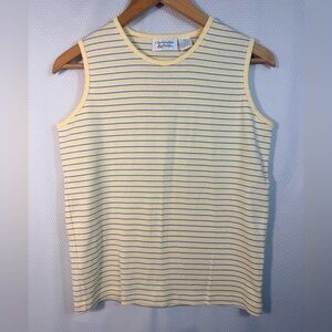Christopher & Banks Pale Yellow Tee with Thin Blue Stripes